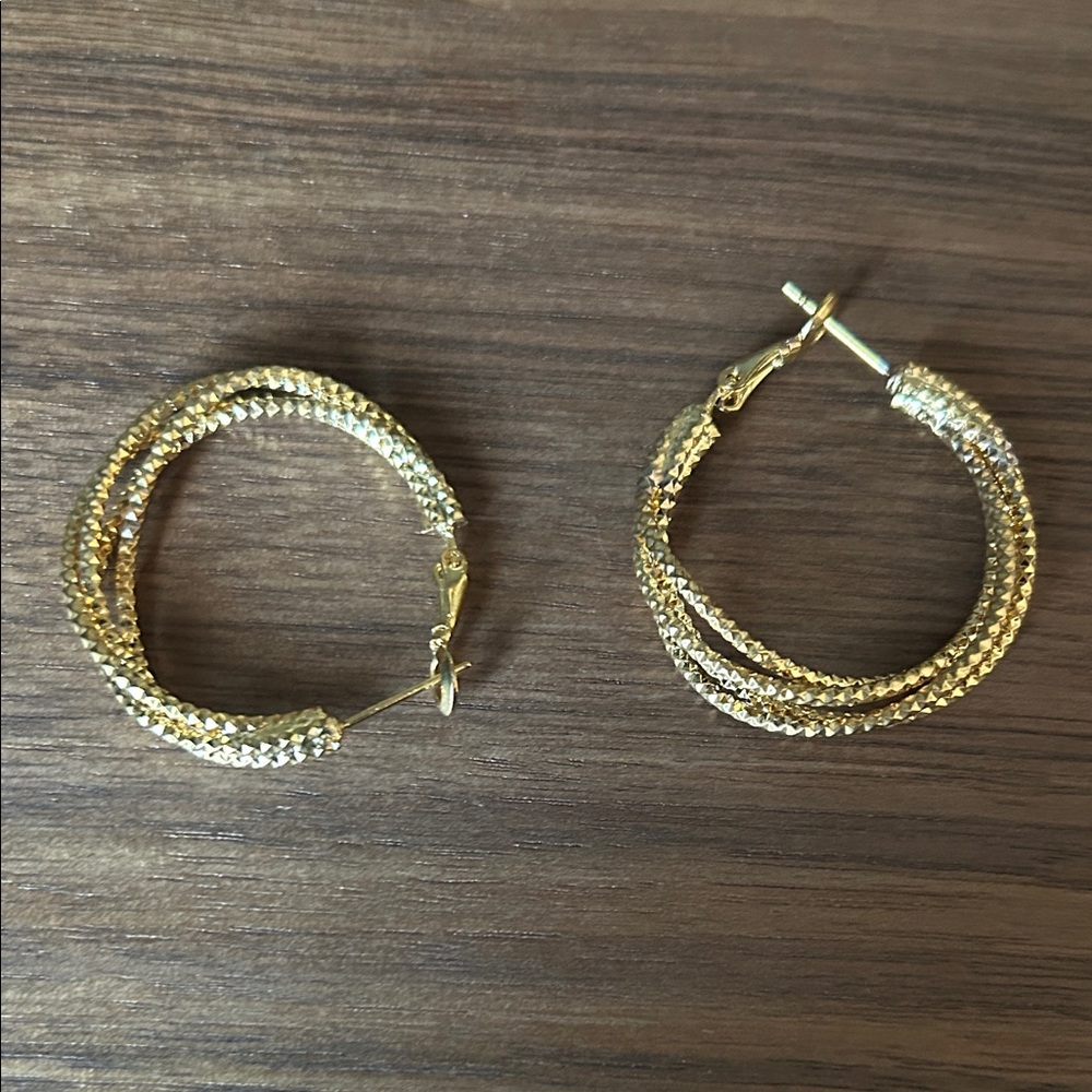 Gold Twisted Hoop Earrings